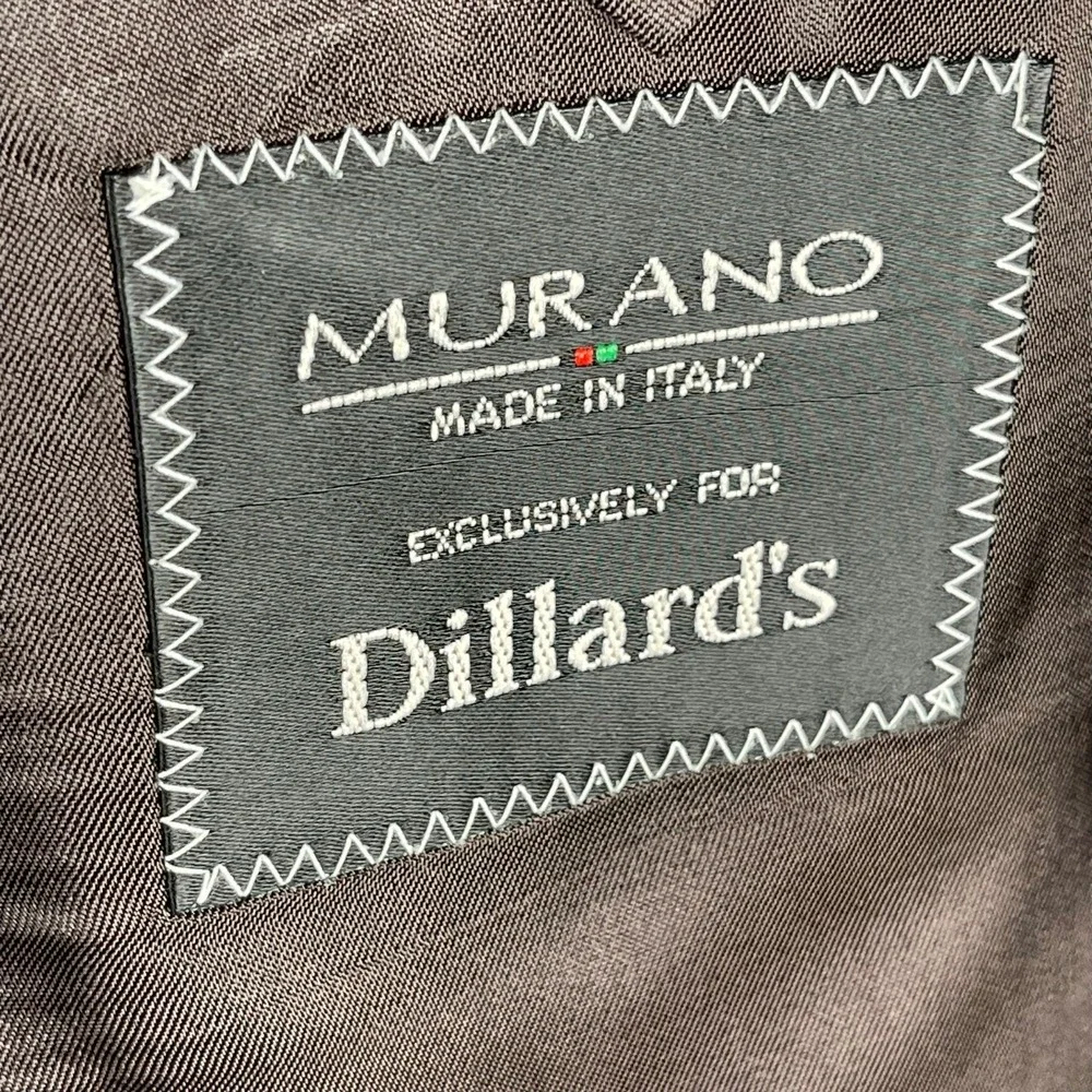 Murano Sport Coat Mens 44L Brown Check Worsted Wool Cashmere Two Button Dillards